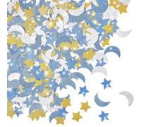 FSSTUD About 200 Pcs Moon Star Party Confetti Sequins Glitter Paper Star Confetti Moon Shaped Table Decor Baby Shower Table Scatter Sparkle Sequin Party Decorations Blue Silver Golden