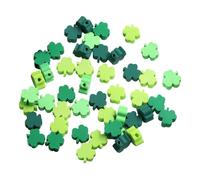 FSSTUD About 450 Pcs St. Patrick's Day Polymer Clay Beads Green Shamrock Shaped Bead Lucky Clover Beads Clay Heishi Spacer Bead Friendship Bracelet for Irish Day Party