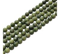 FSSTUD About 47 Pcs 8mm Original Natural Stone Beads Semi Precious Beads Round Gemstone Beads Small Jasper Beads Polished Gem Stone Beads Loose Crystal Beads Dark Green