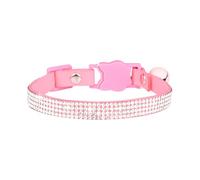 FSSTUD Bling Rhinestone Cat Collar Suede Leather Pet Collar Adjustable Breakaway Kitten Collar Cute Sparkly Cat Collar Safety Buckle Pet Collar with Bell for Puppy Little Pet Pink