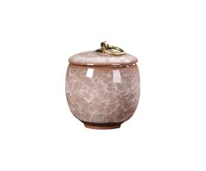 FSSTUD Ceramic Tea Storage Jar Can Vintage Porcelain Tea Canister Tin Chinese Style Coffee Bean Jar Pet Funeral Memorial Urn Small Decorative Urn Container for Home Kitchen Pink