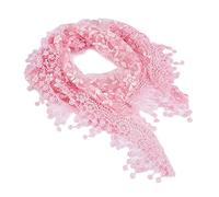FSSTUD Elegant Women Ladies Soft Lace Hollow Tassel Scarves Triangle Long Wrap Shawl Scarf Light Pink
