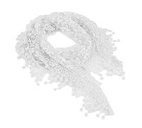 FSSTUD Elegant Women Ladies Soft Lace Hollow Tassel Scarves Triangle Long Wrap Shawl Scarf White