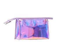 FSSTUD Holographic Makeup Organiser Bag Portable Cosmetic Carry Pouch Waterproof Zippered Toiletry Bag Travel Wash Bag Vanity Storage Bag for Women Purple