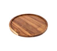 FSSTUD Large Round Acacia Wood Tray Coffee Table Wood Plate Wooden Appetizer Charcuterie Board Rustic Farmhouse Candle Holder Vintage Style Jewelry Plate Decorative Wooden Serving Tray 20 cm