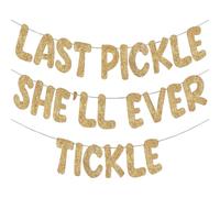 FSSTUD Last Pickle She'll Ever Tickle Banner Glitter Bridal Shower Banner Wedding Hanging Garland Funny Bachelorette Party Hanging Decorations Golden