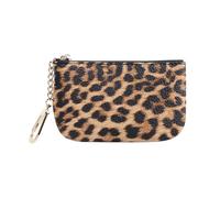 FSSTUD Leopard Print Keychain Coin Purse PU Leather Zipper Change Pouch Leopard Card Holder Pouch Fashion Faux Leather Wallet Keychain Zip Top Coin Wallet Portable Change Purse for Women Men