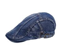 FSSTUD Men Vintage Denim Jean Newsboy Hat Cap Flat Cap Gatsby Ivy Caps Irish Hunting Hat Deep Blue