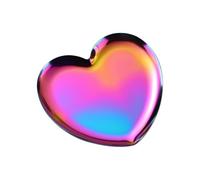 FSSTUD Metal Heart Shaped Tray Small Stainless Steel Spoon Rest Jewelry Display Plate Kitchen Cooking Spoon Holder Decorative Trinket Tray Cute Utensil Rest for Home Colorful
