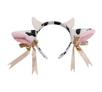 FSSTUD Plush Cow Ears and Horns Headband Cute Animal Ear Hairband Cow Halloween Costume Head Band Cosplay Party Hair Band Christmas Dress up Hairband Soft Hair Hoops with Bows and Bells for Adults