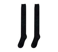 FSSTUD Plush Thigh High Socks Long Coral Fleece Socks Winter Over Knee Sock Fluffy Leg Warmer Stockings Winter Slipper Stockings for Women Ladies Black