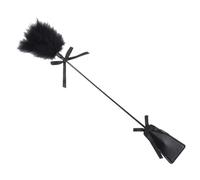 FSSTUD PU Leather Horse Riding Whip Paddle Feather Teaser Stick Equestrian Stick Crops Furry Feather Cleaning Duster Couples Role Play Games for Adults Black