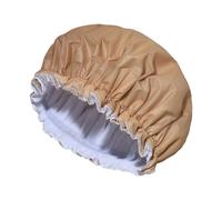 FSSTUD Waterproof Lined Shower Cap Large Bathing Cap Double Layer Shower Cap Reusable Bath Cap Extra Large Shower Bonnet Bath Hair Hat Hair Protection Cap Champagne Color