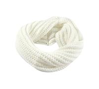 FSSTUD Winter Infinity Scarf Knitted Circle Loop Scarf Warm Neck Scarf Ribbed Knit Scarf Stretchy Neck Warmer Thick Neck Mask White