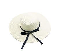 FSSTUD Women Foldable Summer Sun Hats Ladies Floppy Straw Hat Beach Hat Wide Brimmed White