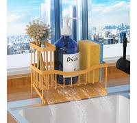 Fssvcd Modern Gold Kitchen Sink Caddy with 3 Compartments, Rust Resistant, Skid Resistance, 8.00" x 3.60" x 5.50"