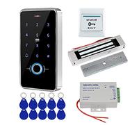 FST Door Access Control System Kit IP68 Waterproof Fingerprint RFID Keyboard + 180KG Electric Magnetic Lock + 10pcs Keyfobs Outdoor Home