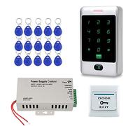 FST Door Access Control System Kit RFID Keyboard Touch Metal Keypad + DC12V 3A Access Control Power Supply + 15pcs RFID Keyfobs Cards