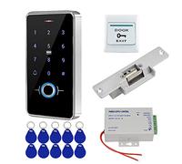 FST Door Access Control System Kit Set Biometrics Fingerprint IP68 Waterproof RFID Keypad + K80 3A Power Supply + NC Fail Safe Electric Strike Lock + 10pcs 13.56MHz RFID Keyfobs Cards