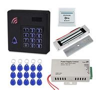 FST IP68 Waterproof Access Control System Kit Set Outdoor RFID Keyboard + 180KG/350lbs Electric Magnetic Lock + DC12V Power Supply + 15pcs 125KHz Keyfobs for Home