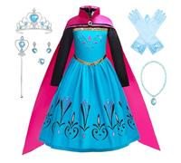 FStory&Winyee Elsa Princess Coronation Costume for Kids Girls Dress Up with Cape Anna Fancy outfits for Halloween Cosplay gift Party Birthday Christmas, blue, 150