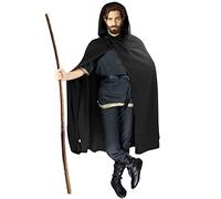 FSUJWOA Black Renaissance Hooded Cape Medieval Costumes with Hood Cloak Halloween Costume