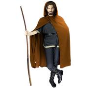 FSUJWOA Brown Renaissance Hooded Cape Medieval Costumes with Hood Cloak Halloween Costume