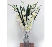 FSUK 6 x Artificial Gladioli Flower Stems - 75cm Long (Ivory)