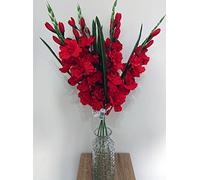FSUK 6 x Artificial Gladioli Flower Stems - 75cm Long (Red)