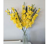 FSUK 6 x Artificial Gladioli Flower Stems - 75cm Long (Yellow)