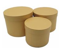 FSUK Elegant Round Flower Box Set - Sturdy Storage Boxes with Lift-Off Lid and Flip Top - Gold, Flowers Pattern - Special Occasion - 3 Count - 19.7cm x 14.5cm Diameter