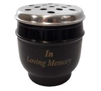 FSUK Round Metal Grave Vase With Silver Lid IN LOVING MEMORY