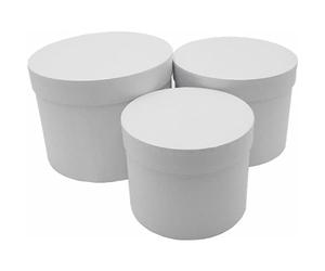 FSUK Round White Pearl Hat Box Set - Storage Florist Home Gift Decoration - 3 Count - 19.7cm x 14.5cm