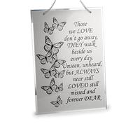 Walk Beside Us 28cm Glass Memorial Plaque Memory Hanging Baby Loss Miscarriage Heaven Butterfly