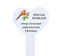 FSUK White Heart Christmas Memorial Robin Stake - 23x13cm Plaque for Graveside
