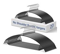FSUTEG 20 Pack No Shoulder Bump Metal Hangers, Black