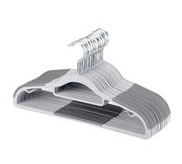 FSUTEG Hangers，Plastic Clothes Hangers, Upgraded Rubber Stripe Non-Slip Coat Hangers,50 Pack Dry Wet Trousers Pants Hangers,Space Saving,heavyduty Gray