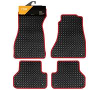 FSW - Fully Tailored Car Mats - Fits Audi A4 2016-On - 3mm Rubber - Anti Slip Mat - Non Slip Car Floor Mat, Fitted With 8 Clips & Granulated Backing - 4 Pc Floor Mats - With Red Trim
