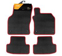FSW - Fully Tailored Car Mats - Fits Audi Q2 2016-On - 3mm Rubber - Anti Slip Mat - Non Slip Car Floor Mat, Fitted With 4 Clips & Granulated Backing - 4 Pc Floor Mats - With Red Trim