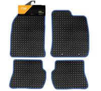 FSW - Fully Tailored Car Mats - Fits Ford Fiesta Mk6 2002-2008 Manual - 3mm Rubber - Anti Slip Mat - Fitted With 2 Clips & Granulated Backing - 4 Pc Floor Mats - With Blue Trim