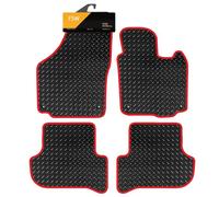 FSW - Fully Tailored Car Mats - Fits Skoda Yeti 2009-2017 - 3mm Rubber - Anti Slip Mat - Non Slip Car Floor Mat, Fitted With 4 Clips & Granulated Backing - 4 Pc Floor Mats - With Red Trim