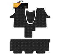 FSW - Fully Tailored Van Mat Vw T6.1 Walkthrough 2020-On 1 Piece front plus twin rear door rear mat 3mm Heavy Duty Rubber - Anti Slip Mat, Fitted With Clips, Fully Waterproof - 3 Pc Floor Mat Only