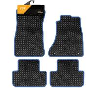 FSW - Tailored Car Mats Blue Trim - Fits Audi A4 2008-2015 - Heavy Duty 3mm Rubber - Waterproof, Non Slip Car Floor Mat, Clips - 4 Piece