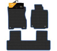 FSW Tailored Car Mats Fits Honda CRV 2012-2018, 3mm Rubber, Blue Trim | 3-Piece, Custom Tailored Fit, Heavy-Duty Anti-Slip, Waterproof
