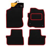 FSW Tailored Car Mats Fits Peugeot 208 2012-2019, Carpet, Red Trim | 4-Piece, Custom Tailored Fit, Anti-Slip, Fitted With Clips