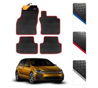 FSW - Tailored Car Mats Red Trim - Golf 2013-2019 MK7 - HEAVY DUTY 3mm Rubber Matting - Anti Slip Mat - Waterproof Car Floor Mat, Fitted with Clips - 4 Pc