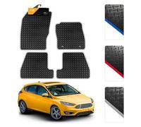 FSW - Tailored Car Mats Silver Trim - Fits Ford Fiesta Mk7 2011-2017 - Heavy Duty 3mm Rubber - Waterproof, Non Slip Car Floor Mat, Clips - 4 Pc