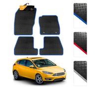 FSW - Tailored Mats Blue Trim - Fits Ford Fiesta Mk7 2011-2017 - Heavy Duty 3mm Rubber - Waterproof, Non Slip Car Floor Mat, Clips - 4 Pc