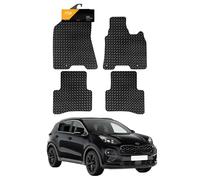 FSW - Tailored Mats - Fits KIA Sportage 2018-2021 Hook Fixing System- 5mm Extra Heavy Duty Rubber - Anti Slip, Waterproof - 3 Clips - 4 Pc Mats Only