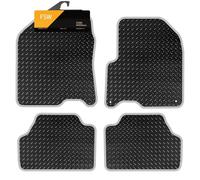 FSW - Tailored Mats - Hyundai Kona Electric (OS) 2017-2023 - HEAVY DUTY 3mm Rubber Matting - Waterproof - Fitted with Clips - 4 Pc - Silver Trim